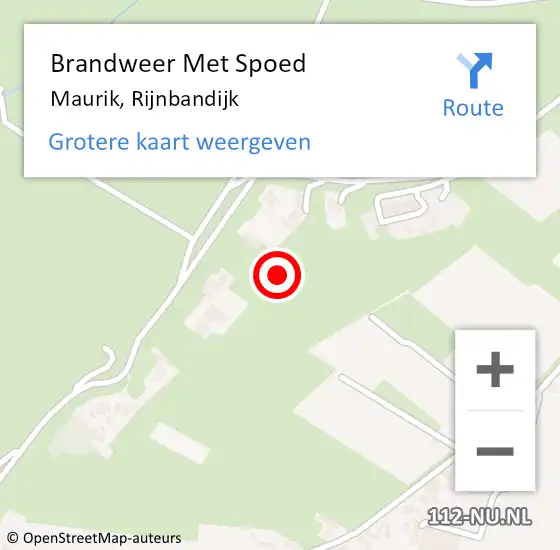 Locatie op kaart van de 112 melding: Brandweer Met Spoed Naar Maurik, Rijnbandijk op 12 augustus 2022 23:49