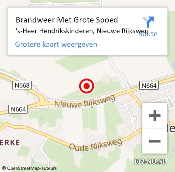 Locatie op kaart van de 112 melding: Brandweer Met Grote Spoed Naar 's-Heer Hendrikskinderen, Nieuwe Rijksweg op 13 augustus 2022 03:40