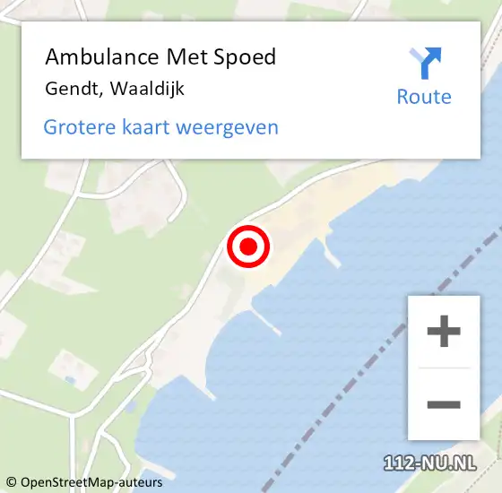 Locatie op kaart van de 112 melding: Ambulance Met Spoed Naar Gendt, Waaldijk op 13 augustus 2022 09:12