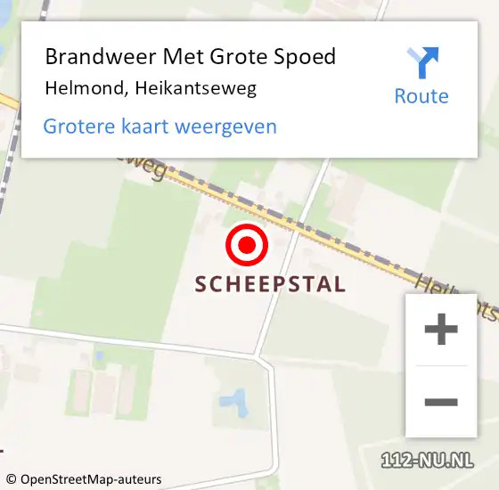 Locatie op kaart van de 112 melding: Brandweer Met Grote Spoed Naar Helmond, Heikantseweg op 13 augustus 2022 11:40