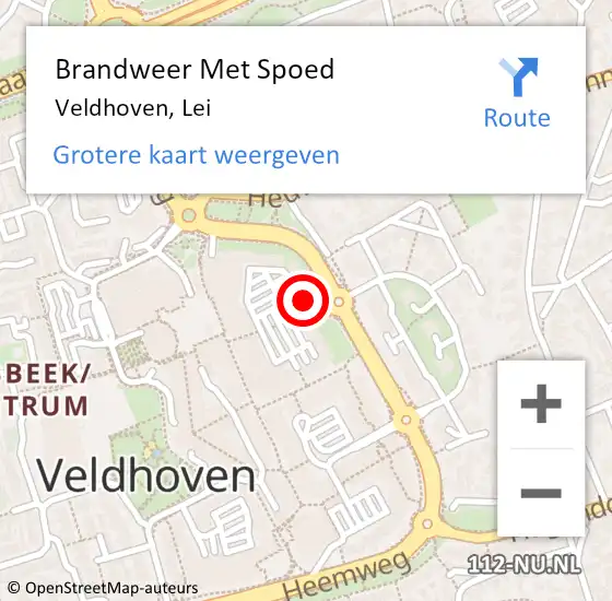 Locatie op kaart van de 112 melding: Brandweer Met Spoed Naar Veldhoven, Lei op 13 augustus 2022 11:45