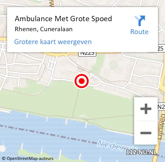 Locatie op kaart van de 112 melding: Ambulance Met Grote Spoed Naar Rhenen, Cuneralaan op 13 augustus 2022 12:03