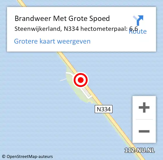 Locatie op kaart van de 112 melding: Brandweer Met Grote Spoed Naar Steenwijkerland, N334 hectometerpaal: 6,6 op 13 augustus 2022 12:07