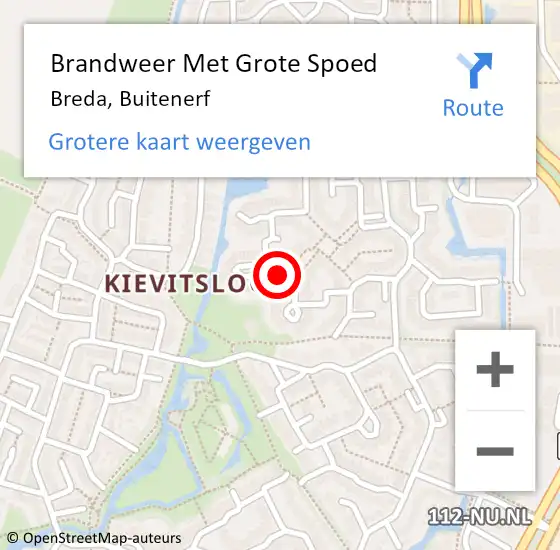 Locatie op kaart van de 112 melding: Brandweer Met Grote Spoed Naar Breda, Buitenerf op 13 augustus 2022 12:47