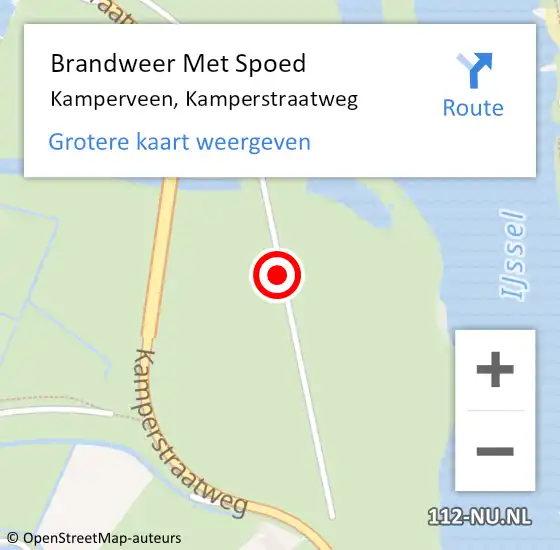 Locatie op kaart van de 112 melding: Brandweer Met Spoed Naar Kamperveen, Kamperstraatweg op 13 augustus 2022 14:53