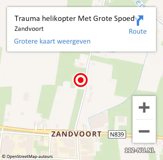 Locatie op kaart van de 112 melding: Trauma helikopter Met Grote Spoed Naar Zandvoort op 13 augustus 2022 15:42