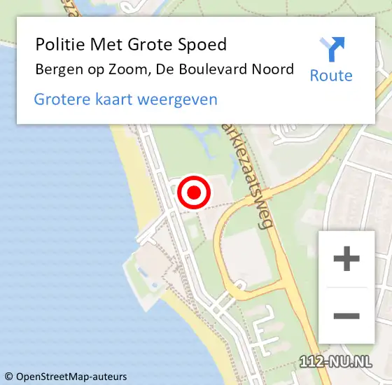 Locatie op kaart van de 112 melding: Politie Met Grote Spoed Naar Bergen op Zoom, De Boulevard Noord op 13 augustus 2022 18:40