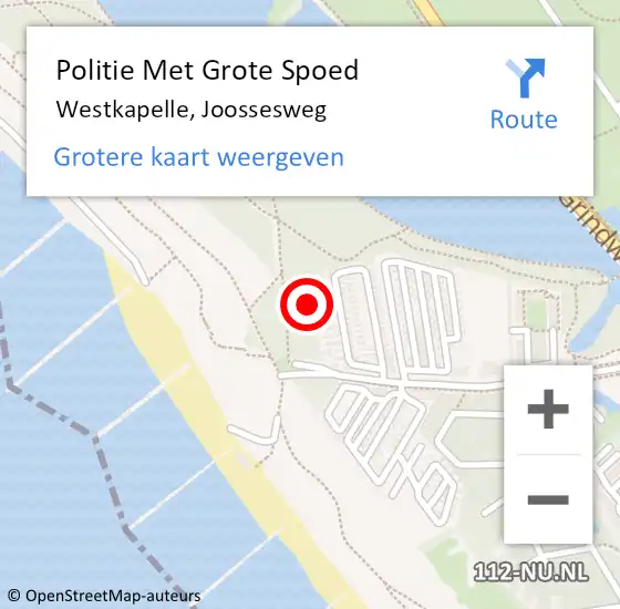 Locatie op kaart van de 112 melding: Politie Met Grote Spoed Naar Westkapelle, Joossesweg op 13 augustus 2022 19:32