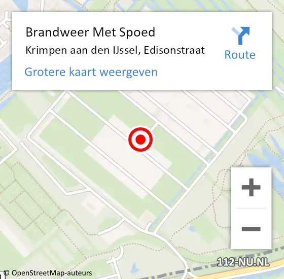 Locatie op kaart van de 112 melding: Brandweer Met Spoed Naar Krimpen aan den IJssel, Edisonstraat op 13 augustus 2022 19:59