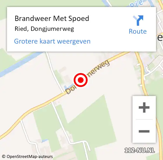 Locatie op kaart van de 112 melding: Brandweer Met Spoed Naar Ried, Dongjumerweg op 13 augustus 2022 20:05