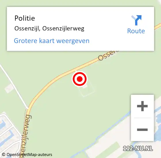 Locatie op kaart van de 112 melding: Politie Ossenzijl, Ossenzijlerweg op 13 augustus 2022 20:28
