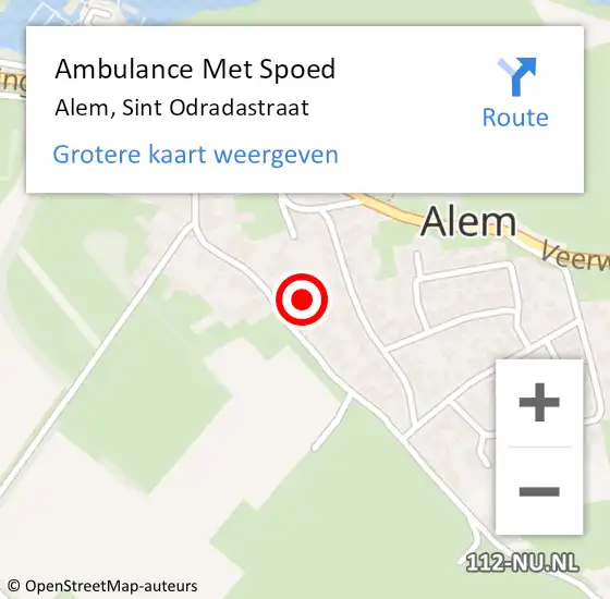 Locatie op kaart van de 112 melding: Ambulance Met Spoed Naar Alem, Sint Odradastraat op 14 augustus 2022 00:55