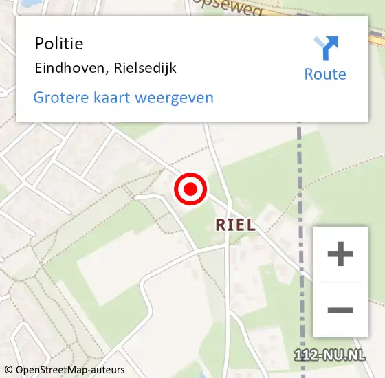 Locatie op kaart van de 112 melding: Politie Eindhoven, Rielsedijk op 14 augustus 2022 01:29