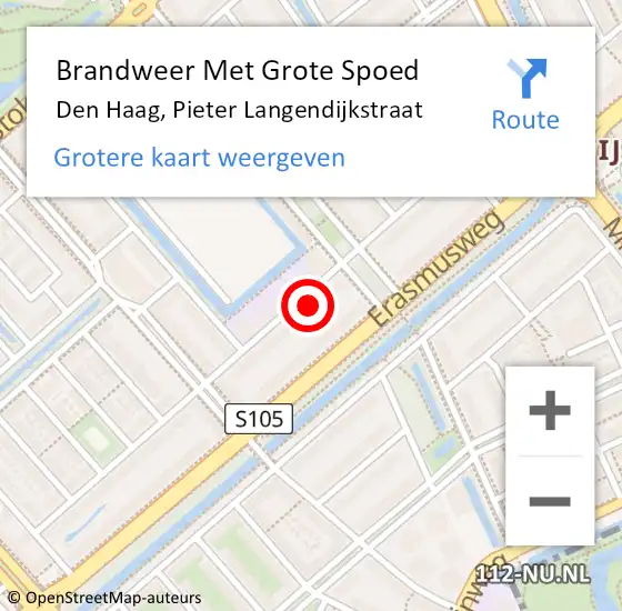 Locatie op kaart van de 112 melding: Brandweer Met Grote Spoed Naar Den Haag, Pieter Langendijkstraat op 14 augustus 2022 02:09
