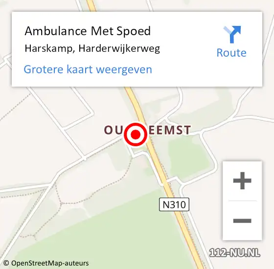 Locatie op kaart van de 112 melding: Ambulance Met Spoed Naar Harskamp, Harderwijkerweg op 14 augustus 2022 09:35