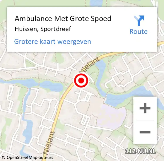 Locatie op kaart van de 112 melding: Ambulance Met Grote Spoed Naar Huissen, Sportdreef op 14 augustus 2022 09:54