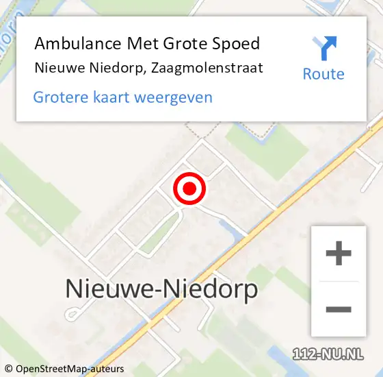 Locatie op kaart van de 112 melding: Ambulance Met Grote Spoed Naar Nieuwe Niedorp, Zaagmolenstraat op 14 augustus 2022 09:54