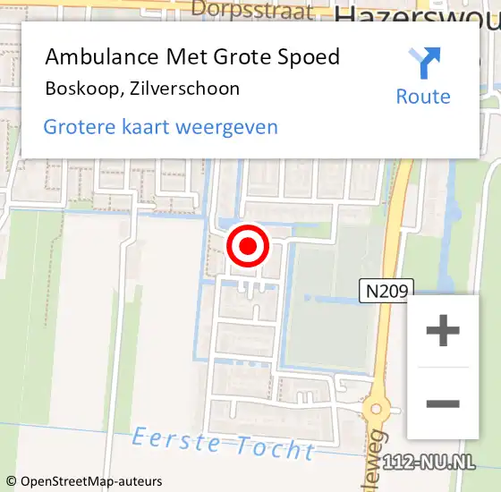 Locatie op kaart van de 112 melding: Ambulance Met Grote Spoed Naar Boskoop, Zilverschoon op 14 augustus 2022 10:06