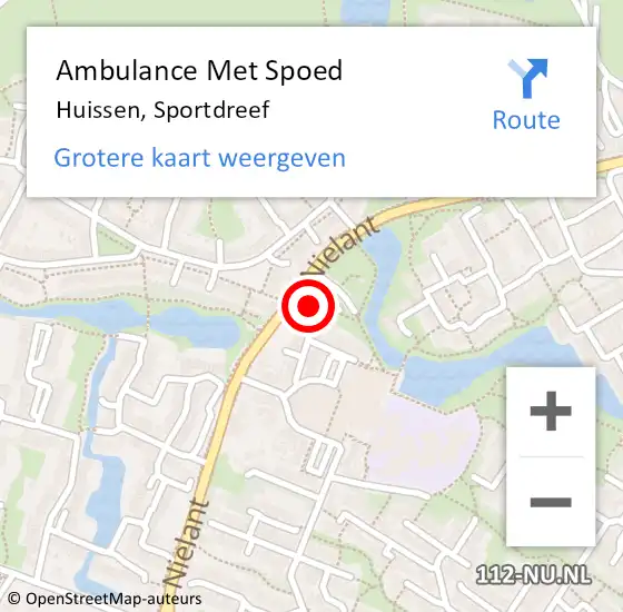 Locatie op kaart van de 112 melding: Ambulance Met Spoed Naar Huissen, Sportdreef op 14 augustus 2022 10:30