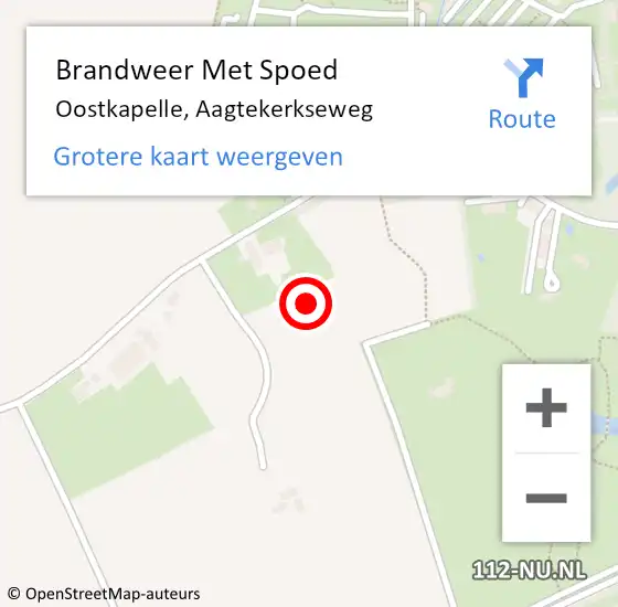 Locatie op kaart van de 112 melding: Brandweer Met Spoed Naar Oostkapelle, Aagtekerkseweg op 14 augustus 2022 10:47
