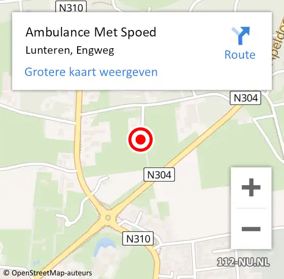 Locatie op kaart van de 112 melding: Ambulance Met Spoed Naar Lunteren, Engweg op 14 augustus 2022 11:18