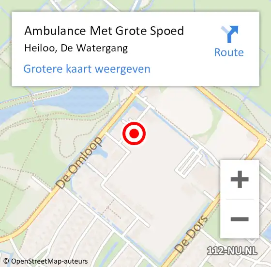 Locatie op kaart van de 112 melding: Ambulance Met Grote Spoed Naar Heiloo, De Watergang op 14 augustus 2022 11:25