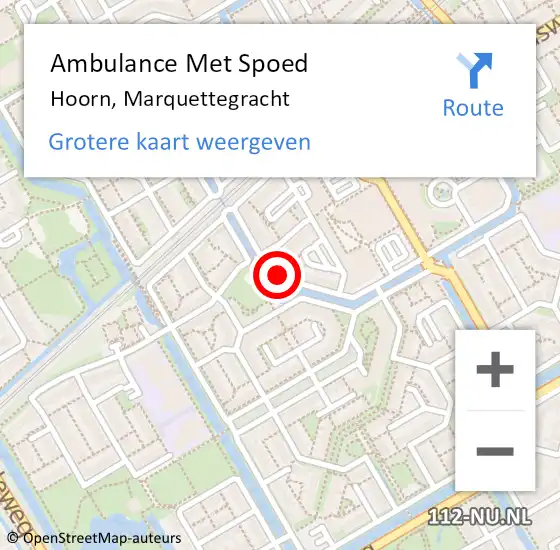 Locatie op kaart van de 112 melding: Ambulance Met Spoed Naar Hoorn, Marquettegracht op 14 augustus 2022 12:04