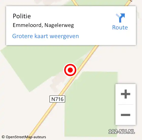 Locatie op kaart van de 112 melding: Politie Emmeloord, Nagelerweg op 14 augustus 2022 12:24
