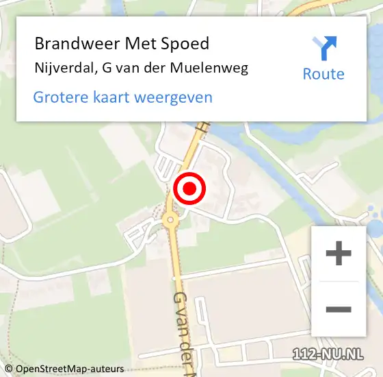 Locatie op kaart van de 112 melding: Brandweer Met Spoed Naar Nijverdal, G van der Muelenweg op 14 augustus 2022 14:14