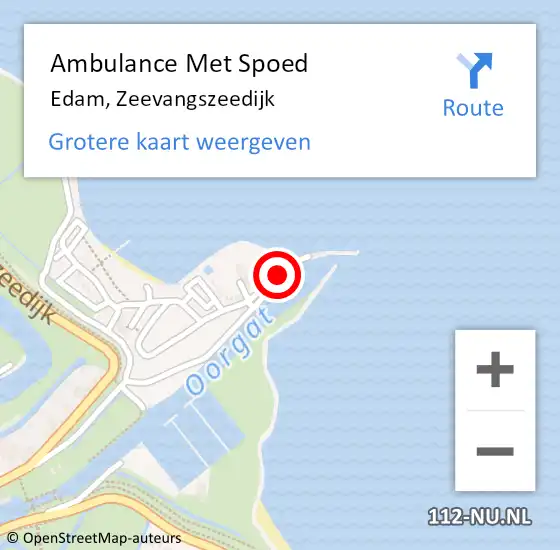 Locatie op kaart van de 112 melding: Ambulance Met Spoed Naar Edam, Zeevangszeedijk op 14 augustus 2022 15:14