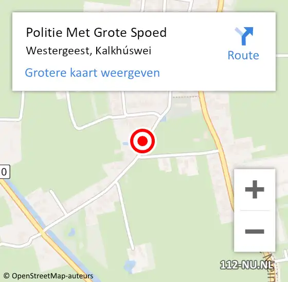 Locatie op kaart van de 112 melding: Politie Met Grote Spoed Naar Westergeest, Kalkhúswei op 14 augustus 2022 15:31