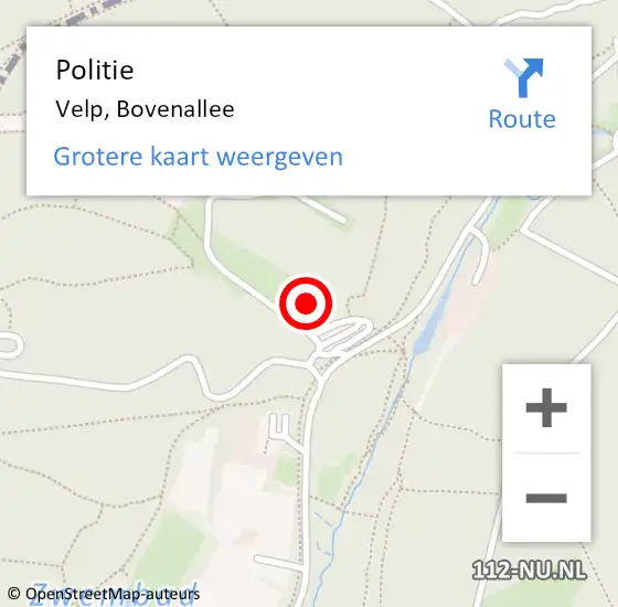 Locatie op kaart van de 112 melding: Politie Velp, Bovenallee op 14 augustus 2022 15:32
