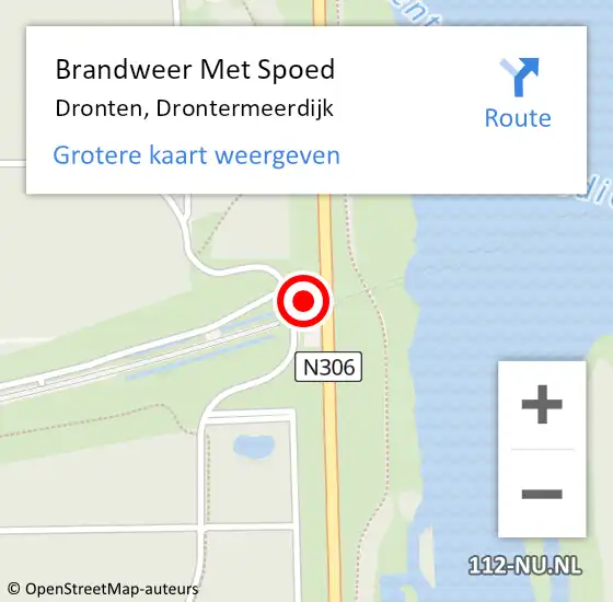 Locatie op kaart van de 112 melding: Brandweer Met Spoed Naar Dronten, Drontermeerdijk op 14 augustus 2022 15:35
