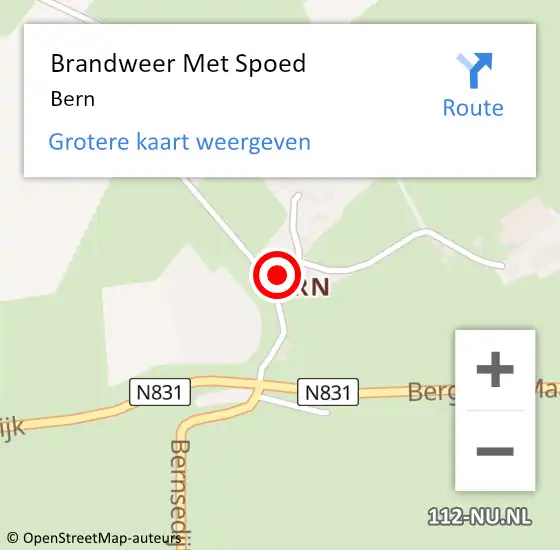 Locatie op kaart van de 112 melding: Brandweer Met Spoed Naar Bern op 14 augustus 2022 16:37