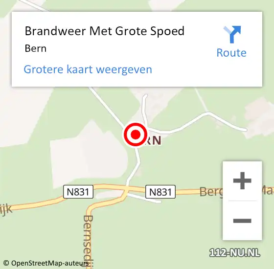 Locatie op kaart van de 112 melding: Brandweer Met Grote Spoed Naar Bern op 14 augustus 2022 17:01