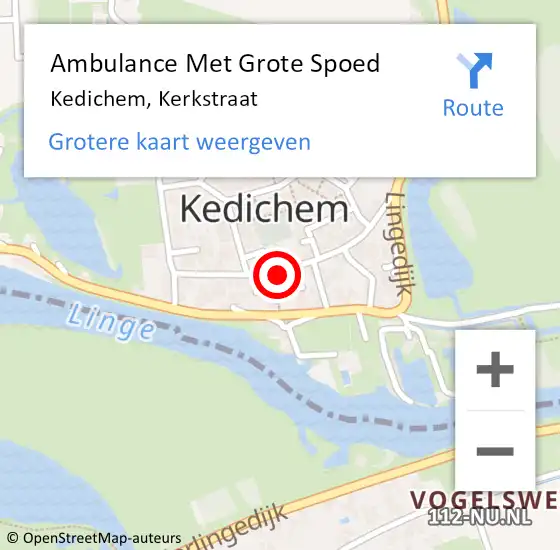 Locatie op kaart van de 112 melding: Ambulance Met Grote Spoed Naar Kedichem, Kerkstraat op 14 augustus 2022 18:22