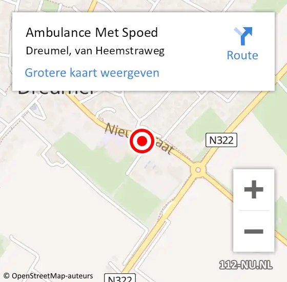 Locatie op kaart van de 112 melding: Ambulance Met Spoed Naar Dreumel, van Heemstraweg op 14 augustus 2022 18:50