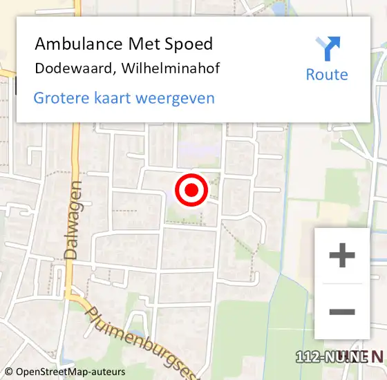 Locatie op kaart van de 112 melding: Ambulance Met Spoed Naar Dodewaard, Wilhelminahof op 26 juli 2014 11:53
