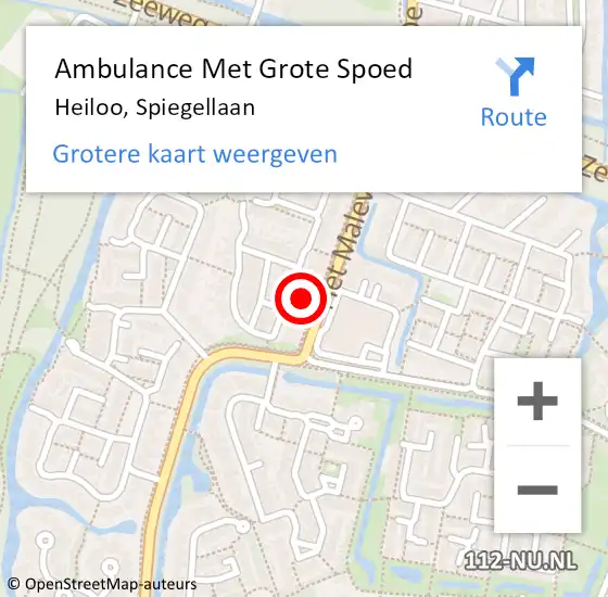 Locatie op kaart van de 112 melding: Ambulance Met Grote Spoed Naar Heiloo, Spiegellaan op 14 augustus 2022 20:03