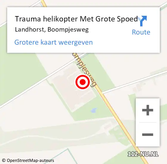 Locatie op kaart van de 112 melding: Trauma helikopter Met Grote Spoed Naar Landhorst, Boompjesweg op 14 augustus 2022 20:22