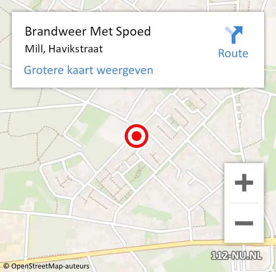 Locatie op kaart van de 112 melding: Brandweer Met Spoed Naar Mill, Havikstraat op 14 augustus 2022 21:19