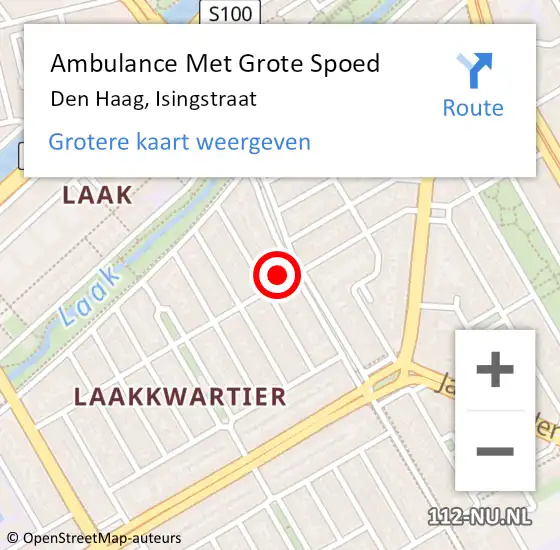 Locatie op kaart van de 112 melding: Ambulance Met Grote Spoed Naar Den Haag, Isingstraat op 14 augustus 2022 22:07