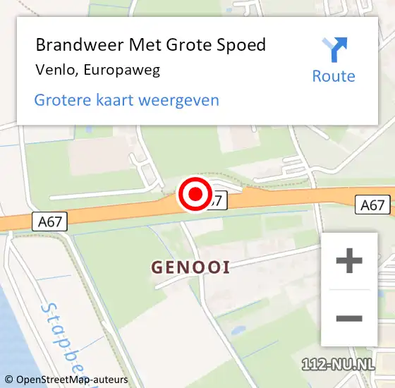 Locatie op kaart van de 112 melding: Brandweer Met Grote Spoed Naar Venlo, Europaweg op 14 augustus 2022 22:16