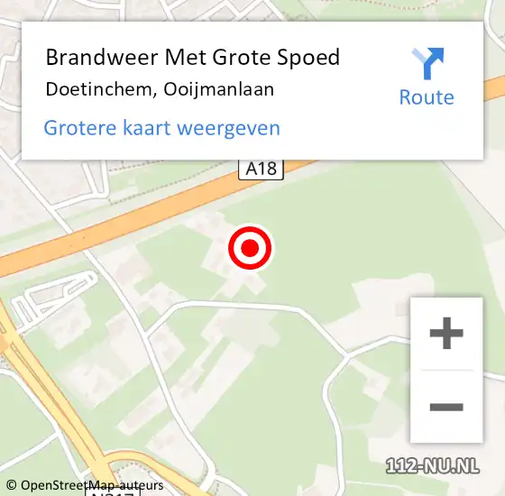 Locatie op kaart van de 112 melding: Brandweer Met Grote Spoed Naar Doetinchem, Ooijmanlaan op 14 augustus 2022 22:34