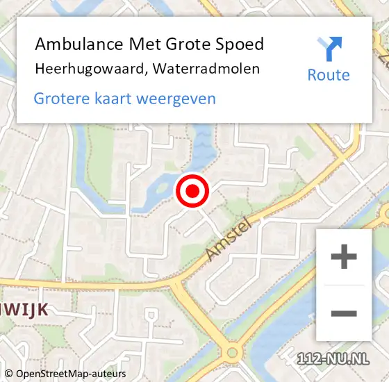 Locatie op kaart van de 112 melding: Ambulance Met Grote Spoed Naar Heerhugowaard, Waterradmolen op 14 augustus 2022 23:22
