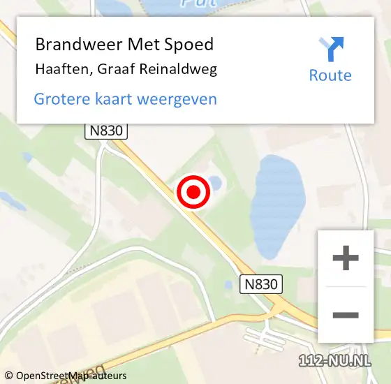 Locatie op kaart van de 112 melding: Brandweer Met Spoed Naar Haaften, Graaf Reinaldweg op 14 augustus 2022 23:49