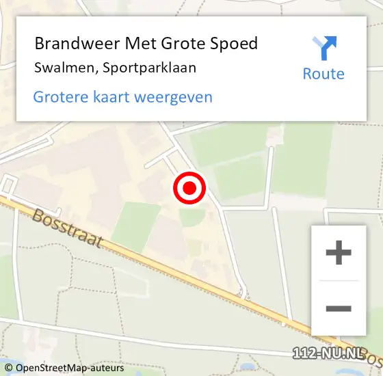 Locatie op kaart van de 112 melding: Brandweer Met Grote Spoed Naar Swalmen, Sportparklaan op 15 augustus 2022 01:49