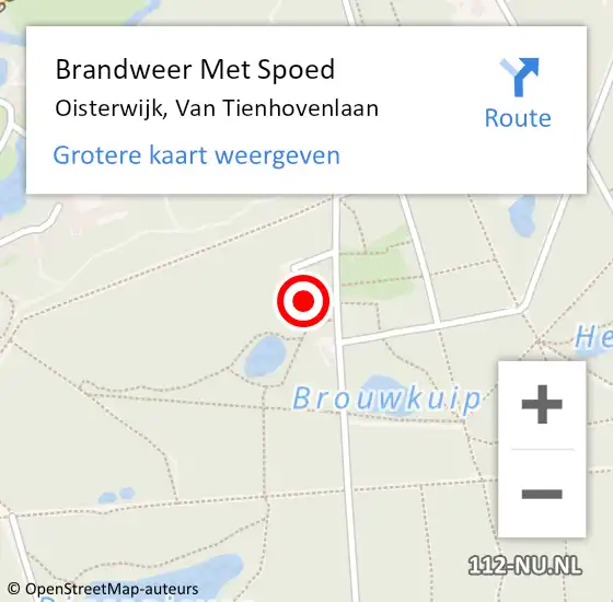 Locatie op kaart van de 112 melding: Brandweer Met Spoed Naar Oisterwijk, Van Tienhovenlaan op 15 augustus 2022 03:34
