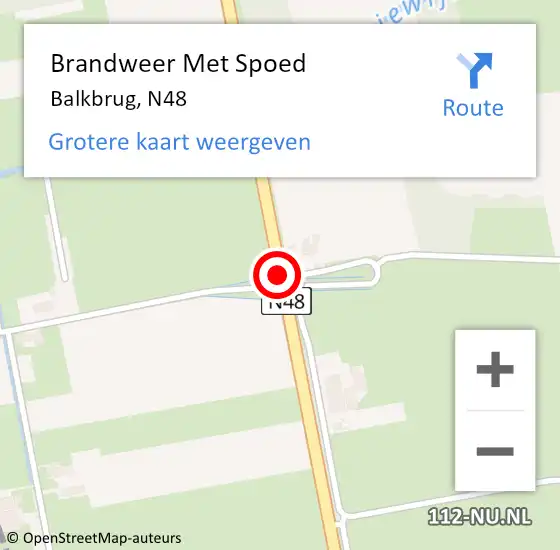 Locatie op kaart van de 112 melding: Brandweer Met Spoed Naar Balkbrug, N48 hectometerpaal: 102,5 op 26 juli 2014 12:34