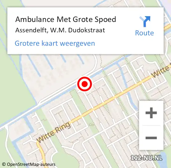 Locatie op kaart van de 112 melding: Ambulance Met Grote Spoed Naar Assendelft, W.M. Dudokstraat op 15 augustus 2022 06:40